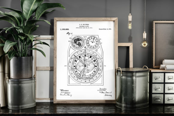 Download Calendar Clock 1915 Patent Art Poster - 1915 Collection